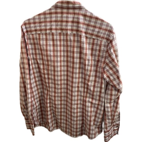 John Varvatos Men’s Long Sleeve XL Rust Red Plaid Button up Western Shirt - Picture 2 of 10